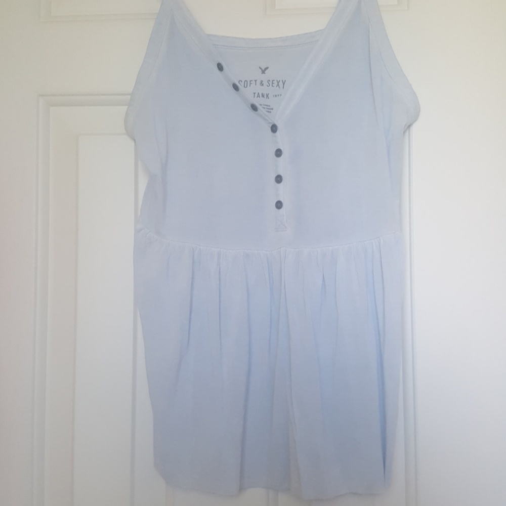 light blue tank top